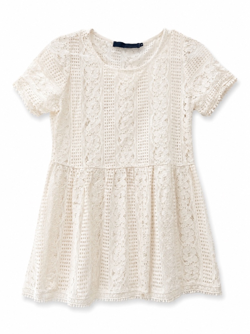 YESWOMEN Cream Floral Lace Peplum Top Size S
